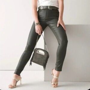 White House Black Market   Black Coated Denim Skinny Pants
